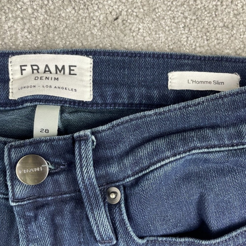 FRAME Denim L’Homme Men's Size 28x32 Slim Stretch Dark Wash Jeans - Picture 4 of 9